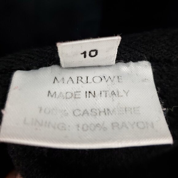 Marlowe 100% Cashmere Gathered Sleeve Minimal Peacoat 10 US/44 IT Black - Picture 4 of 15